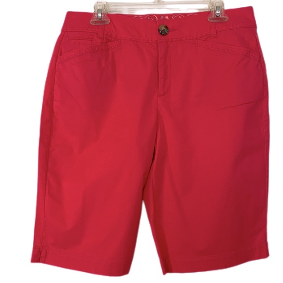 intro. Bermuda Shorts Classic Design Coral Red Comfort Waist Size 10 - Picture 1 of 13